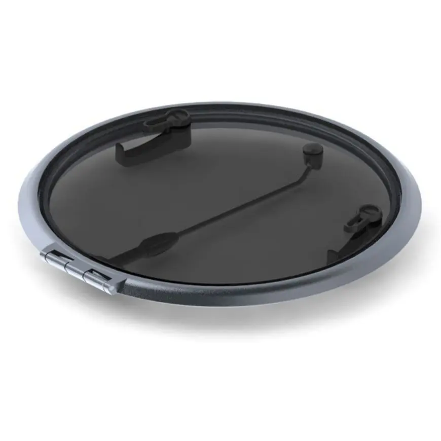 Stor rund Vetus Altus dæksluge med dark smoke akrylrude